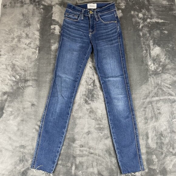 Frame Womens Size 26 Le Skinny De Jeanne Crop jeans Mid Rise 5 Pocket Stretchy - Picture 1 of 11
